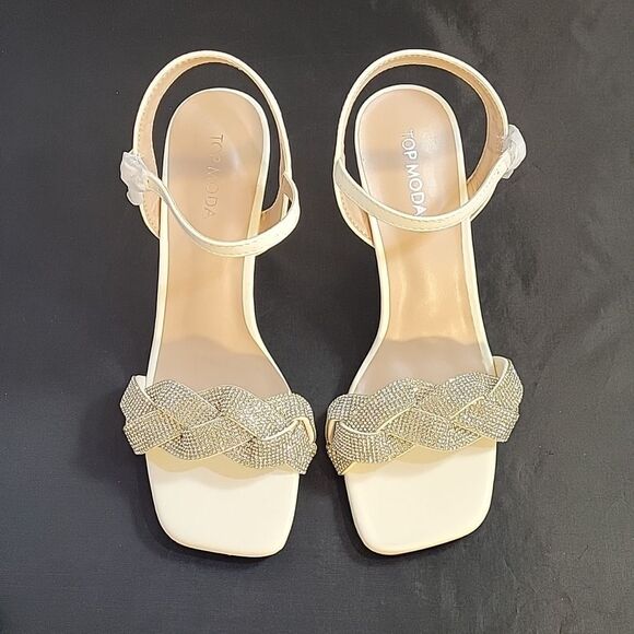 BRAND NEW TOP MODA  HEEL RHINESTONES EMBELLISHMENTS ANKLE STRAP SQUARE T… - Picture 3 of 16